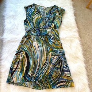 Corey P Dress Wrap Empire Waist Satin Sleeveless Multicolor Size 8 #C20402QKS